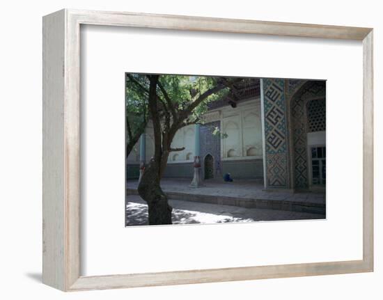 Muslim at prayer in a mosque in Samarkand-Unknown-Framed Photographic Print