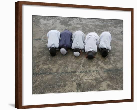 Muslim Boys Praying, Kathmandu, Nepal, Asia-Godong-Framed Photographic Print