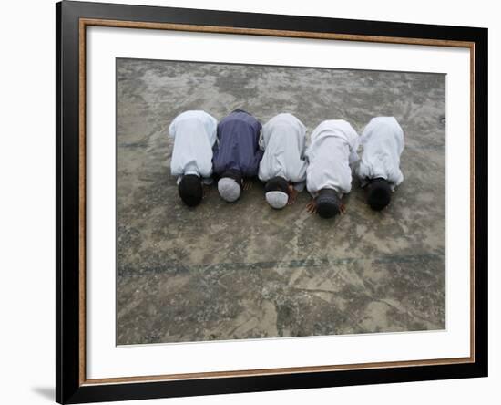 Muslim Boys Praying, Kathmandu, Nepal, Asia-Godong-Framed Photographic Print