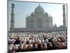 Muslim Faithful Pray at the Mosque in the Taj Mahal Complex to Celebrate Eid-Al-Fitr-null-Mounted Photographic Print