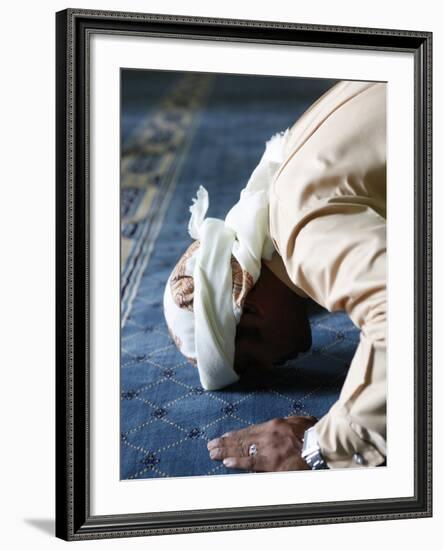 Muslim Man Praying, Dubai, United Arab Emirates, Middle East-null-Framed Photographic Print