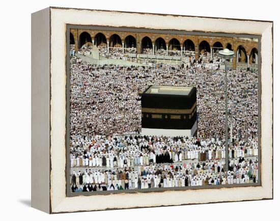 Muslim Pilgrims Performing the Hajj, at the Afternoon Prayers Inside the Grand Mosque, Mecca-null-Framed Premier Image Canvas