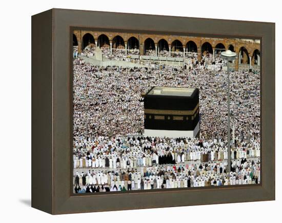 Muslim Pilgrims Performing the Hajj, at the Afternoon Prayers Inside the Grand Mosque, Mecca-null-Framed Premier Image Canvas