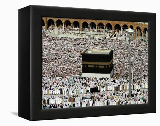 Muslim Pilgrims Performing the Hajj, at the Afternoon Prayers Inside the Grand Mosque, Mecca-null-Framed Premier Image Canvas