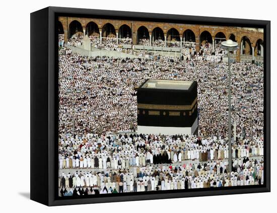 Muslim Pilgrims Performing the Hajj, at the Afternoon Prayers Inside the Grand Mosque, Mecca-null-Framed Premier Image Canvas