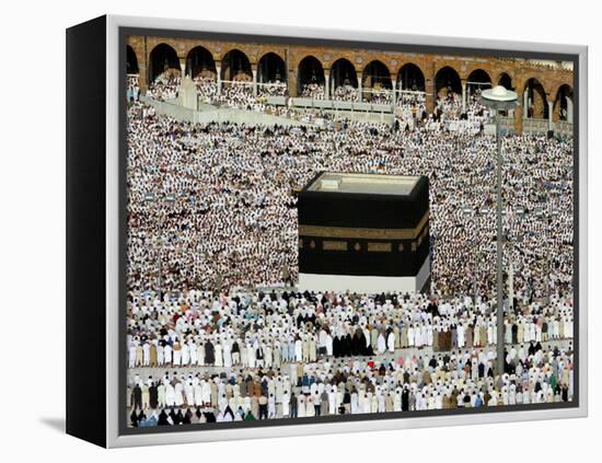 Muslim Pilgrims Performing the Hajj, at the Afternoon Prayers Inside the Grand Mosque, Mecca-null-Framed Premier Image Canvas