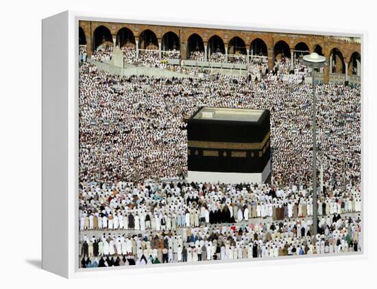 Muslim Pilgrims Performing the Hajj, at the Afternoon Prayers Inside the Grand Mosque, Mecca-null-Framed Premier Image Canvas