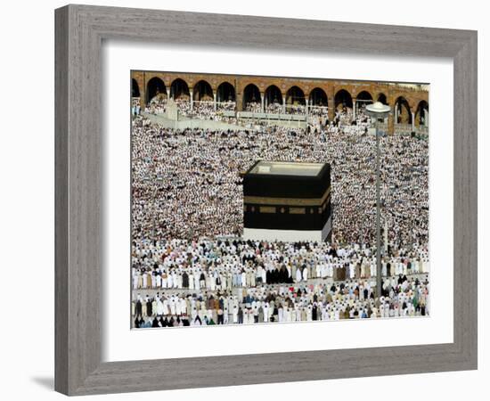 Muslim Pilgrims Performing the Hajj, at the Afternoon Prayers Inside the Grand Mosque, Mecca-null-Framed Photographic Print