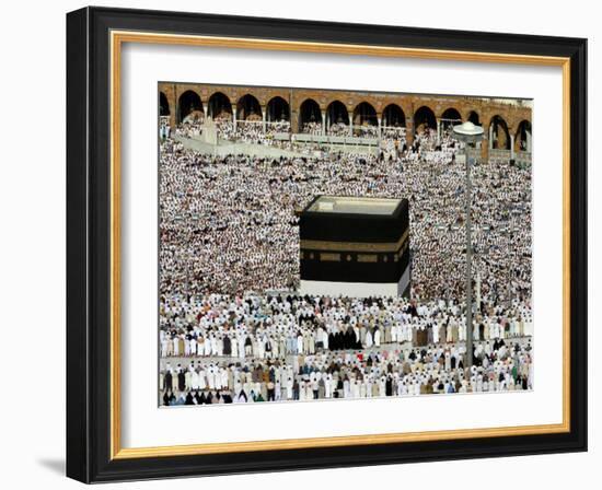 Muslim Pilgrims Performing the Hajj, at the Afternoon Prayers Inside the Grand Mosque, Mecca-null-Framed Photographic Print