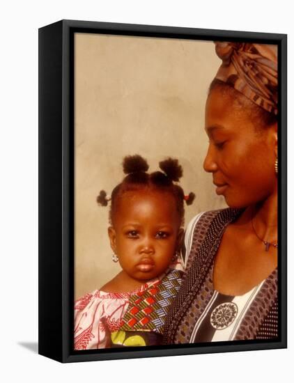 Muslim Woman with Daughter, Techiman, Brong-Ahafo Region, Dagomabaline Area, Ghana-Alison Jones-Framed Premier Image Canvas