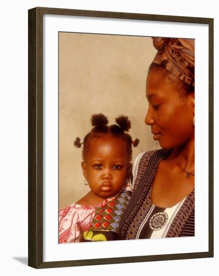 Muslim Woman with Daughter, Techiman, Brong-Ahafo Region, Dagomabaline Area, Ghana-Alison Jones-Framed Photographic Print