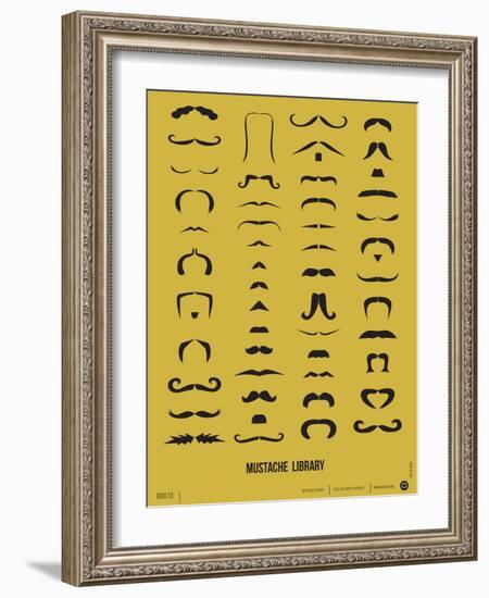 Mustache Library Poster-NaxArt-Framed Art Print