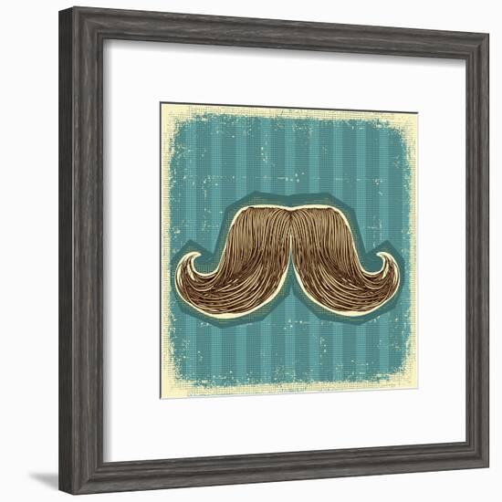 Mustaches Symbol Set On Old Paper Texture.Vintage Background-GeraKTV-Framed Art Print