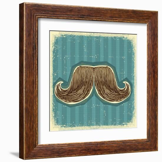 Mustaches Symbol Set On Old Paper Texture.Vintage Background-GeraKTV-Framed Art Print