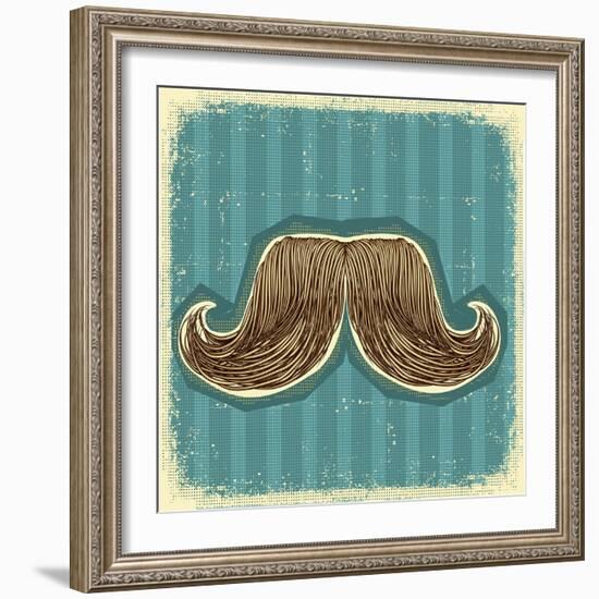 Mustaches Symbol Set On Old Paper Texture.Vintage Background-GeraKTV-Framed Art Print