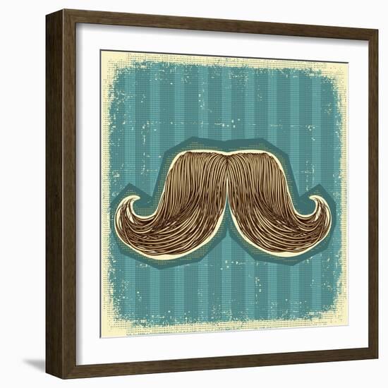 Mustaches Symbol Set On Old Paper Texture.Vintage Background-GeraKTV-Framed Art Print