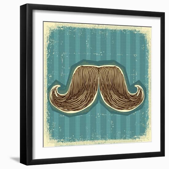 Mustaches Symbol Set On Old Paper Texture.Vintage Background-GeraKTV-Framed Art Print