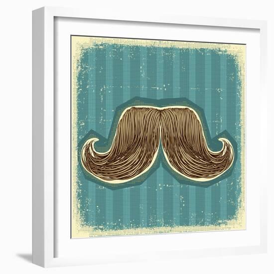 Mustaches Symbol Set On Old Paper Texture.Vintage Background-GeraKTV-Framed Art Print