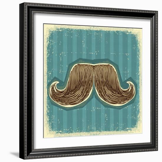 Mustaches Symbol Set On Old Paper Texture.Vintage Background-GeraKTV-Framed Art Print