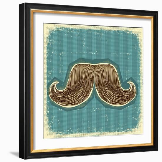 Mustaches Symbol Set On Old Paper Texture.Vintage Background-GeraKTV-Framed Art Print