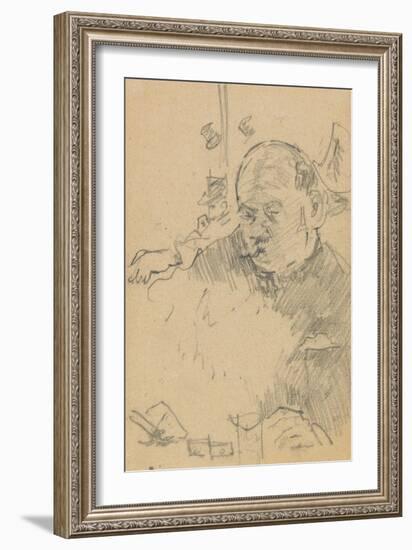 Mustachioed Man Seated, Drinking in a Bar with Two Other Men in Hats-Walter Richard Sickert-Framed Giclee Print