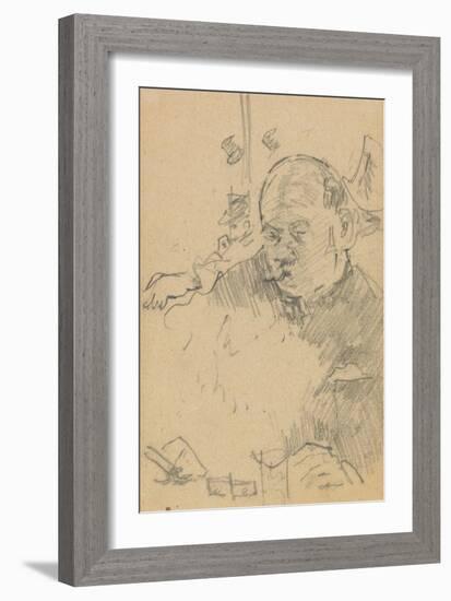 Mustachioed Man Seated, Drinking in a Bar with Two Other Men in Hats-Walter Richard Sickert-Framed Giclee Print