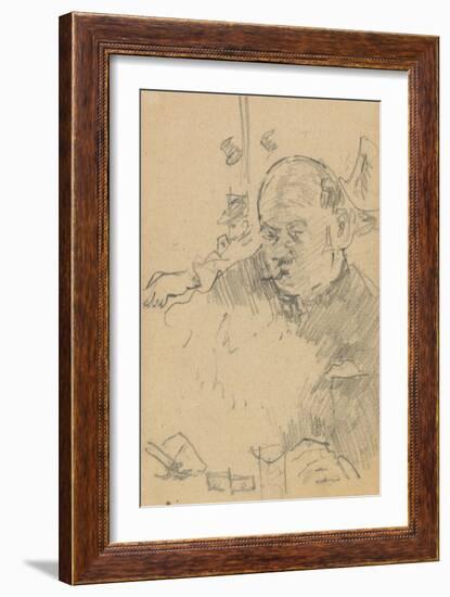 Mustachioed Man Seated, Drinking in a Bar with Two Other Men in Hats-Walter Richard Sickert-Framed Giclee Print