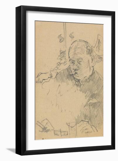 Mustachioed Man Seated, Drinking in a Bar with Two Other Men in Hats-Walter Richard Sickert-Framed Giclee Print