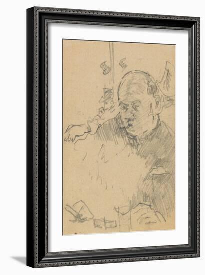 Mustachioed Man Seated, Drinking in a Bar with Two Other Men in Hats-Walter Richard Sickert-Framed Giclee Print