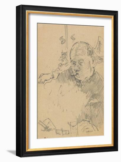 Mustachioed Man Seated, Drinking in a Bar with Two Other Men in Hats-Walter Richard Sickert-Framed Giclee Print