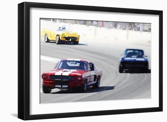 Mustang and Corvette Racing Watercolor-NaxArt-Framed Art Print