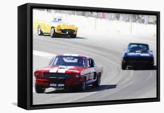 Mustang and Corvette Racing Watercolor-NaxArt-Framed Stretched Canvas