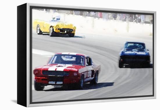 Mustang and Corvette Racing Watercolor-NaxArt-Framed Stretched Canvas