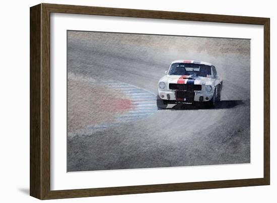 Mustang on Race Track Watercolor-NaxArt-Framed Art Print