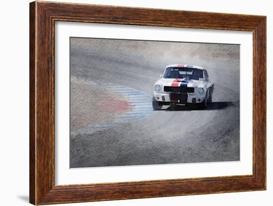 Mustang on Race Track Watercolor-NaxArt-Framed Art Print