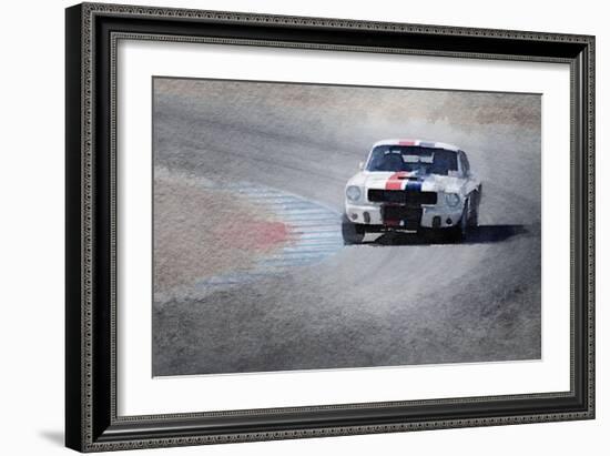 Mustang on Race Track Watercolor-NaxArt-Framed Art Print