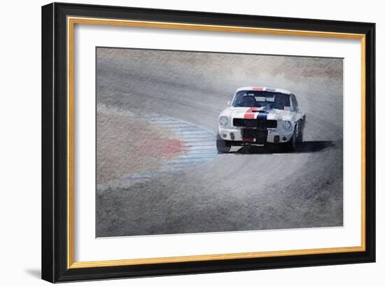 Mustang on Race Track Watercolor-NaxArt-Framed Art Print