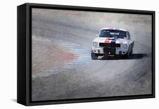 Mustang on Race Track Watercolor-NaxArt-Framed Stretched Canvas