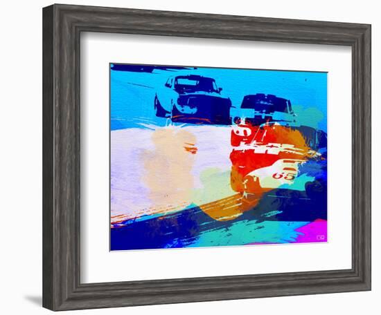 Mustang On The Race Track Watercolor-NaxArt-Framed Art Print