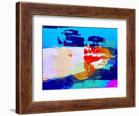 Mustang On The Race Track Watercolor-NaxArt-Framed Art Print