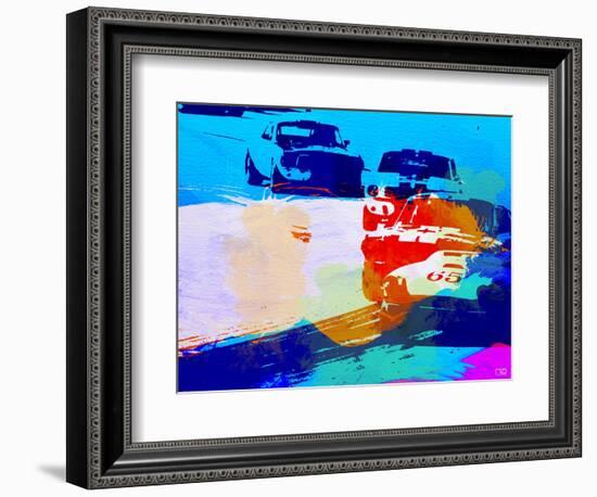 Mustang On The Race Track Watercolor-NaxArt-Framed Art Print