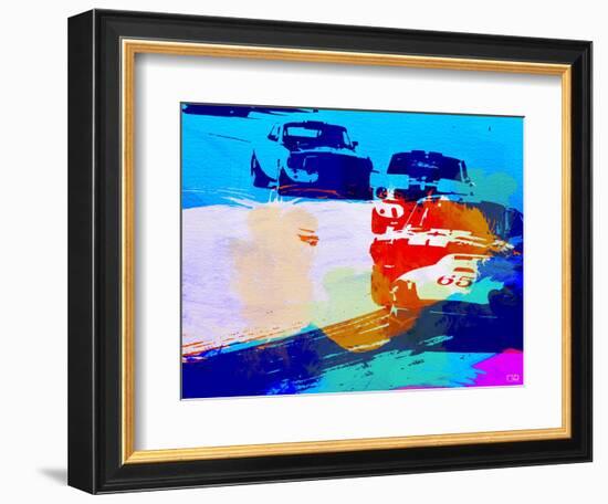 Mustang On The Race Track Watercolor-NaxArt-Framed Art Print