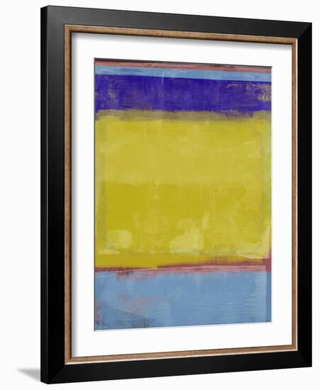 Mustard and Blue Abstract Study-Emma Moore-Framed Art Print