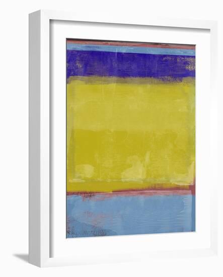 Mustard and Blue Abstract Study-Emma Moore-Framed Art Print