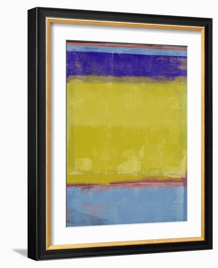 Mustard and Blue Abstract Study-Emma Moore-Framed Art Print