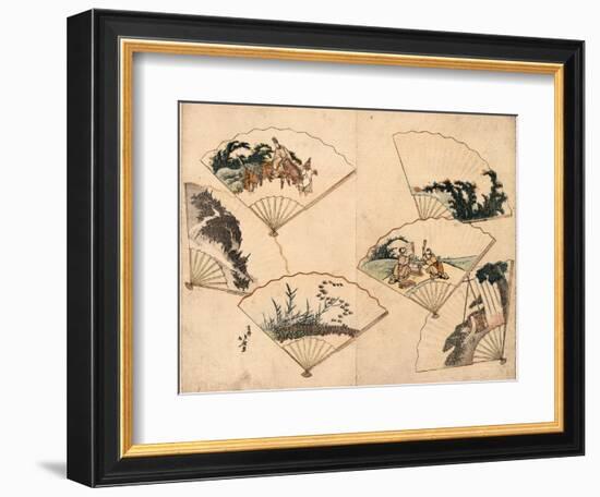 Mutamagawa Senmen Harimaze-Katsushika Hokusai-Framed Giclee Print