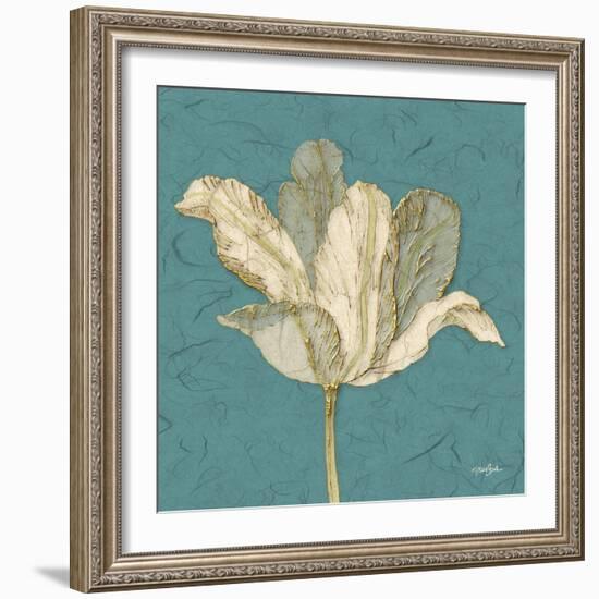 Muted Teal Behind Tulip-Diane Stimson-Framed Art Print