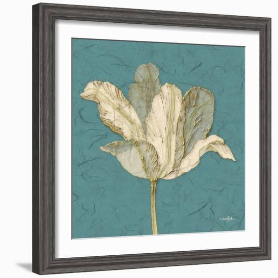 Muted Teal Behind Tulip-Diane Stimson-Framed Art Print