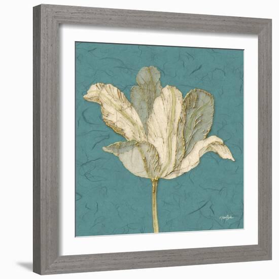 Muted Teal Behind Tulip-Diane Stimson-Framed Art Print