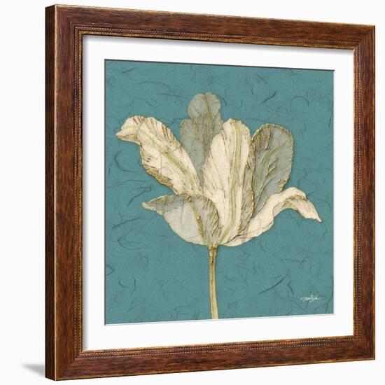 Muted Teal Behind Tulip-Diane Stimson-Framed Art Print